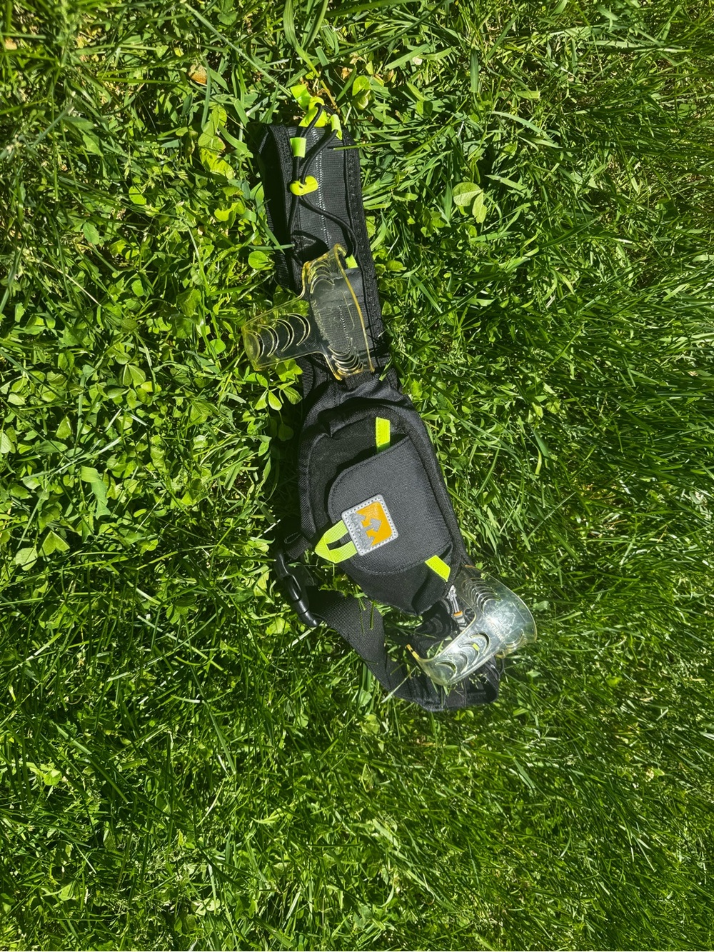 Black Waist Belt Dog Walk Pouch with Neon Accent